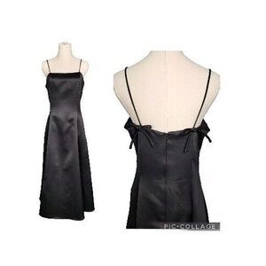 Scott McClintock Dress M 80s Black Red Tiny Demure Bows in Back Vintage Sz 10 US